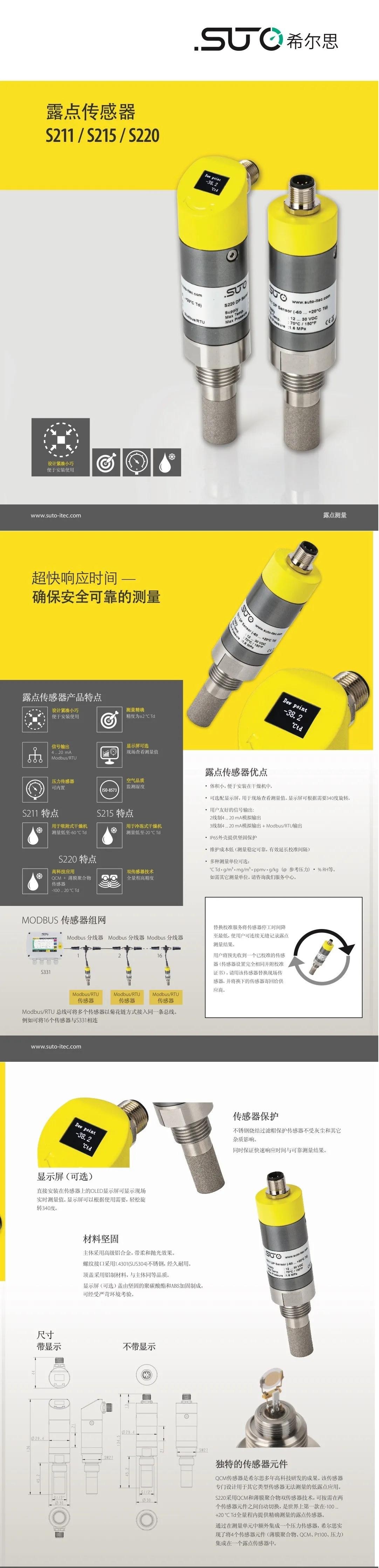 希爾思發(fā)布新款 S211/S215/S220 露點傳感器系列